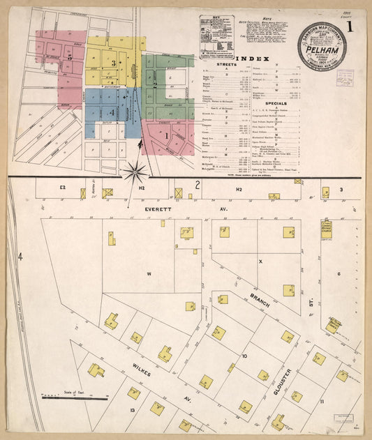 Sanborn Fire Insurance Map from Pelham, Mitchell County, Georgia (1906), Sheet #0001 - Historic Sanborn Fire Insurance Map Print, vintage old map wall art, antique decor, genealogy gift, Georgia Georgia map