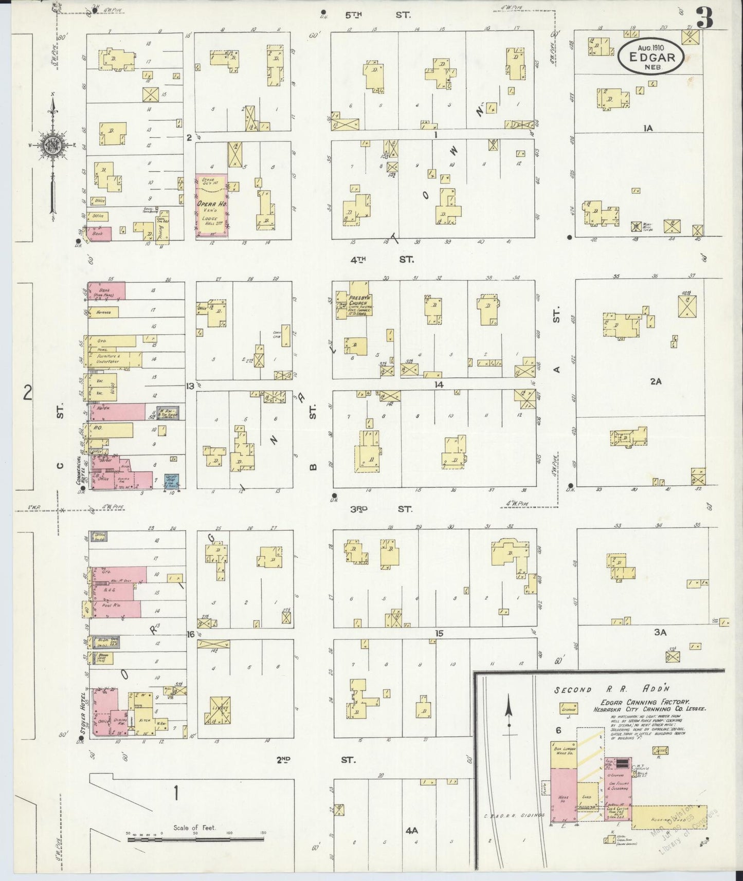 Sanborn Fire Insurance Map from Edgar, Clay County, Nebraska (1910), Sheet #0003 - Complete Map Set gallery image, historic Sanborn map, vintage wall art, Nebraska Nebraska