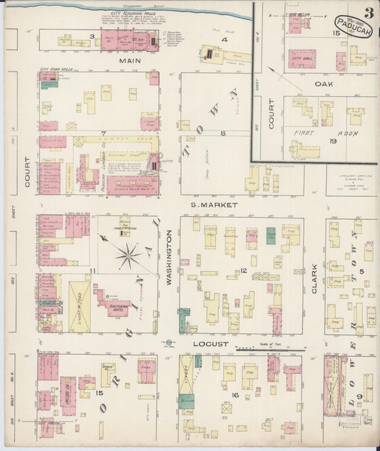 Sanborn Fire Insurance Map from Paducah, Mccraken County, Kentucky (1885), Sheet #0003 - Historic Sanborn Fire Insurance Map Print, vintage old map wall art, antique decor, genealogy gift, Kentucky Kentucky map
