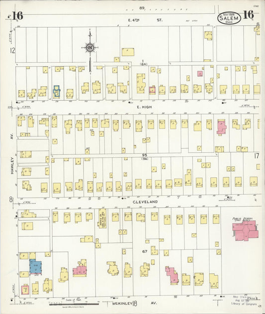 Sanborn Fire Insurance Map from Salem, Columbiana County, Ohio (1926), Sheet #0016 - Historic Sanborn Fire Insurance Map Print, vintage old map wall art, antique decor, genealogy gift, Ohio Ohio map