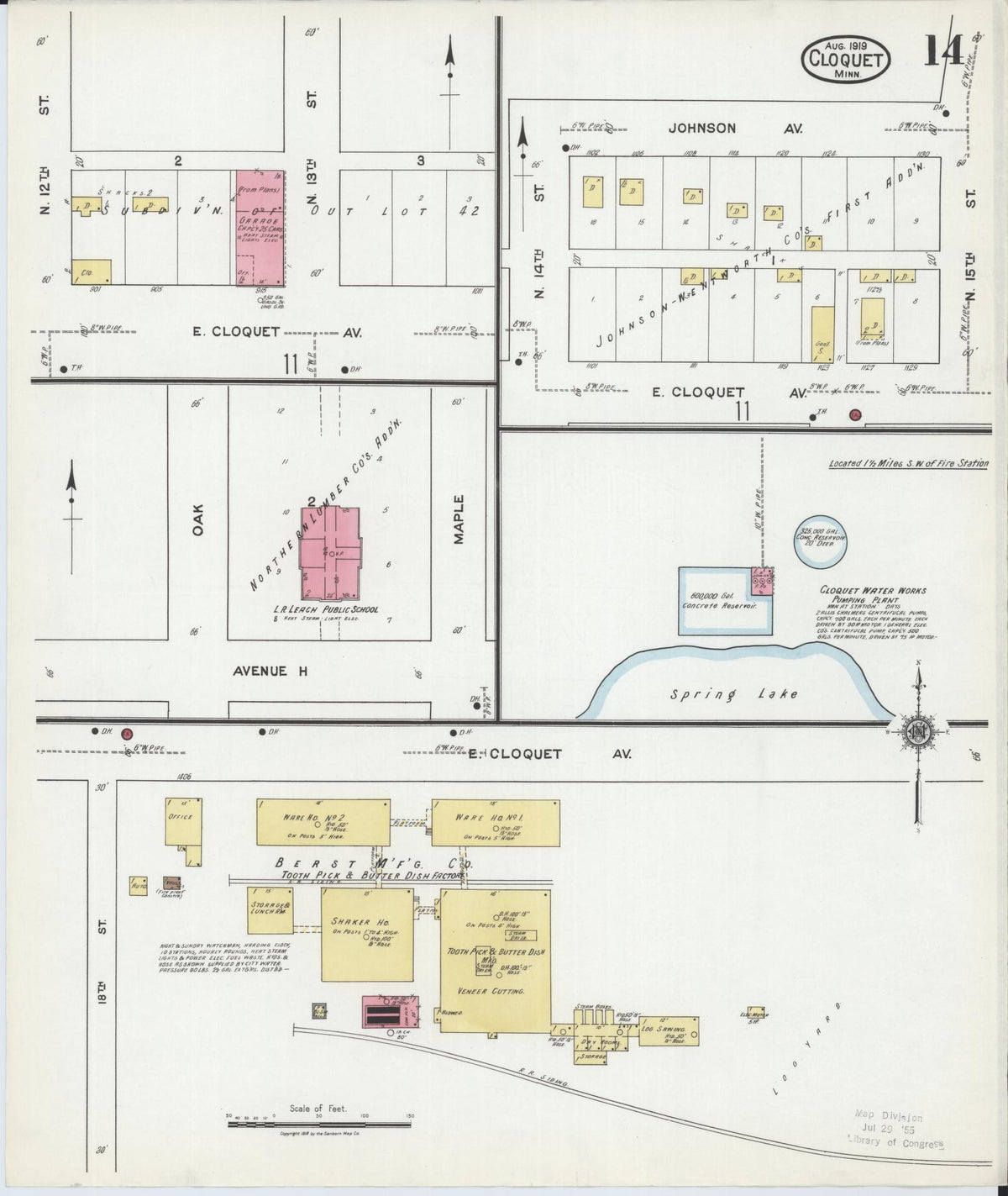 Sanborn Fire Insurance Map from Cloquet, Carlton County, Minnesota (1919), Sheet #0014 - Complete Map Set gallery image, historic Sanborn map, vintage wall art, Minnesota Minnesota