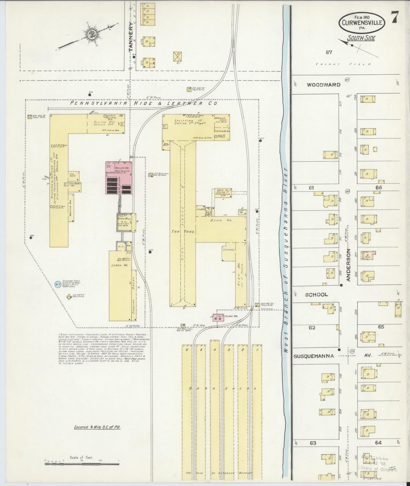 Sanborn Fire Insurance Map from Curwensville, Clearfield County, Pennsylvania (1910), Sheet #0007 - Historic Sanborn Fire Insurance Map Print, vintage old map wall art, antique decor, genealogy gift, Pennsylvania Pennsylvania map