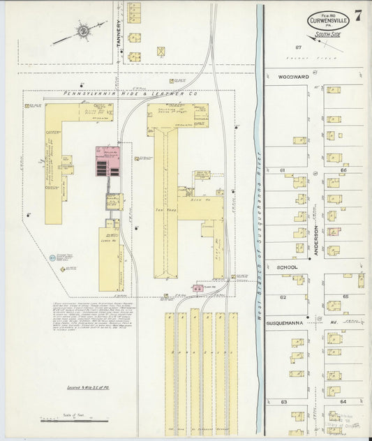 Sanborn Fire Insurance Map from Curwensville, Clearfield County, Pennsylvania (1910), Sheet #0007 - Historic Sanborn Fire Insurance Map Print, vintage old map wall art, antique decor, genealogy gift, Pennsylvania Pennsylvania map
