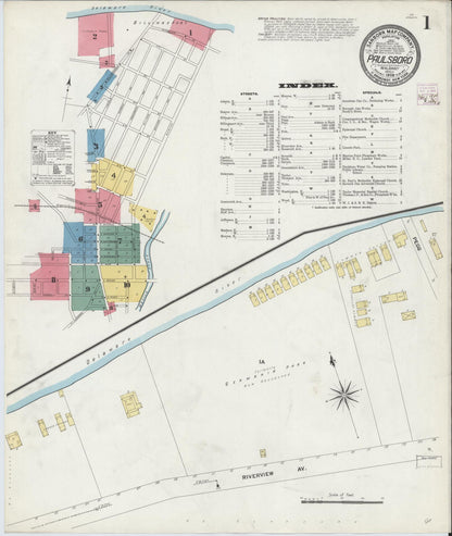 Sanborn Fire Insurance Map from Paulsboro, Gloucester County, New Jersey (1909), Sheet #0001 - Historic Sanborn Fire Insurance Map Print, vintage old map wall art, antique decor, genealogy gift, New Jersey New Jersey map