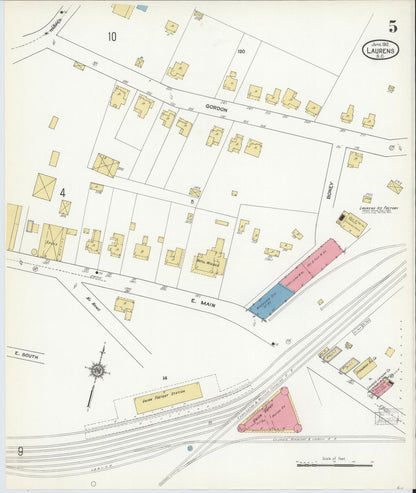 Sanborn Fire Insurance Map from Laurens, Laurens County, South Carolina (1912), Sheet #0005 - Complete Map Set gallery image, historic Sanborn map, vintage wall art, South Carolina South Carolina