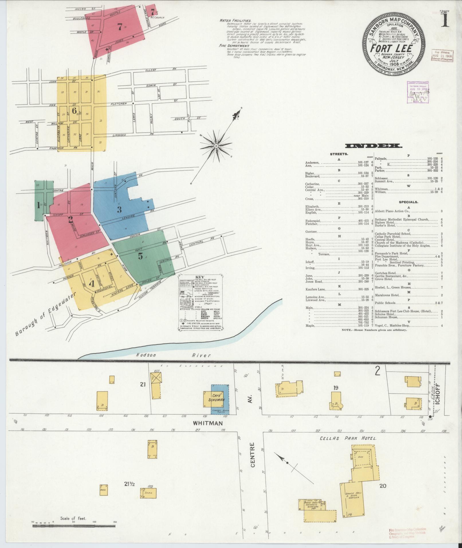 Sanborn Fire Insurance Map from Fort Lee, Bergen County, New Jersey. (1908) – Historic Sanborn Fire Insurance Map Print