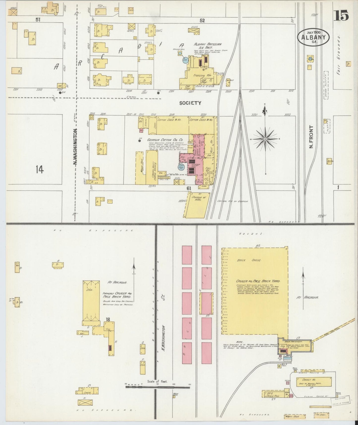 Sanborn Fire Insurance Map from Albany, Dougherty County, Georgia (1900), Sheet #0015 - Historic Sanborn Fire Insurance Map Print, vintage old map wall art, antique decor, genealogy gift, Georgia Georgia map