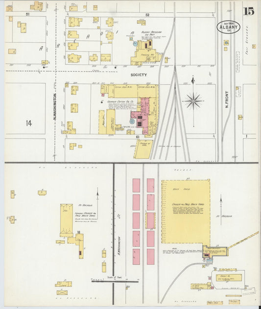 Sanborn Fire Insurance Map from Albany, Dougherty County, Georgia (1900), Sheet #0015 - Historic Sanborn Fire Insurance Map Print, vintage old map wall art, antique decor, genealogy gift, Georgia Georgia map