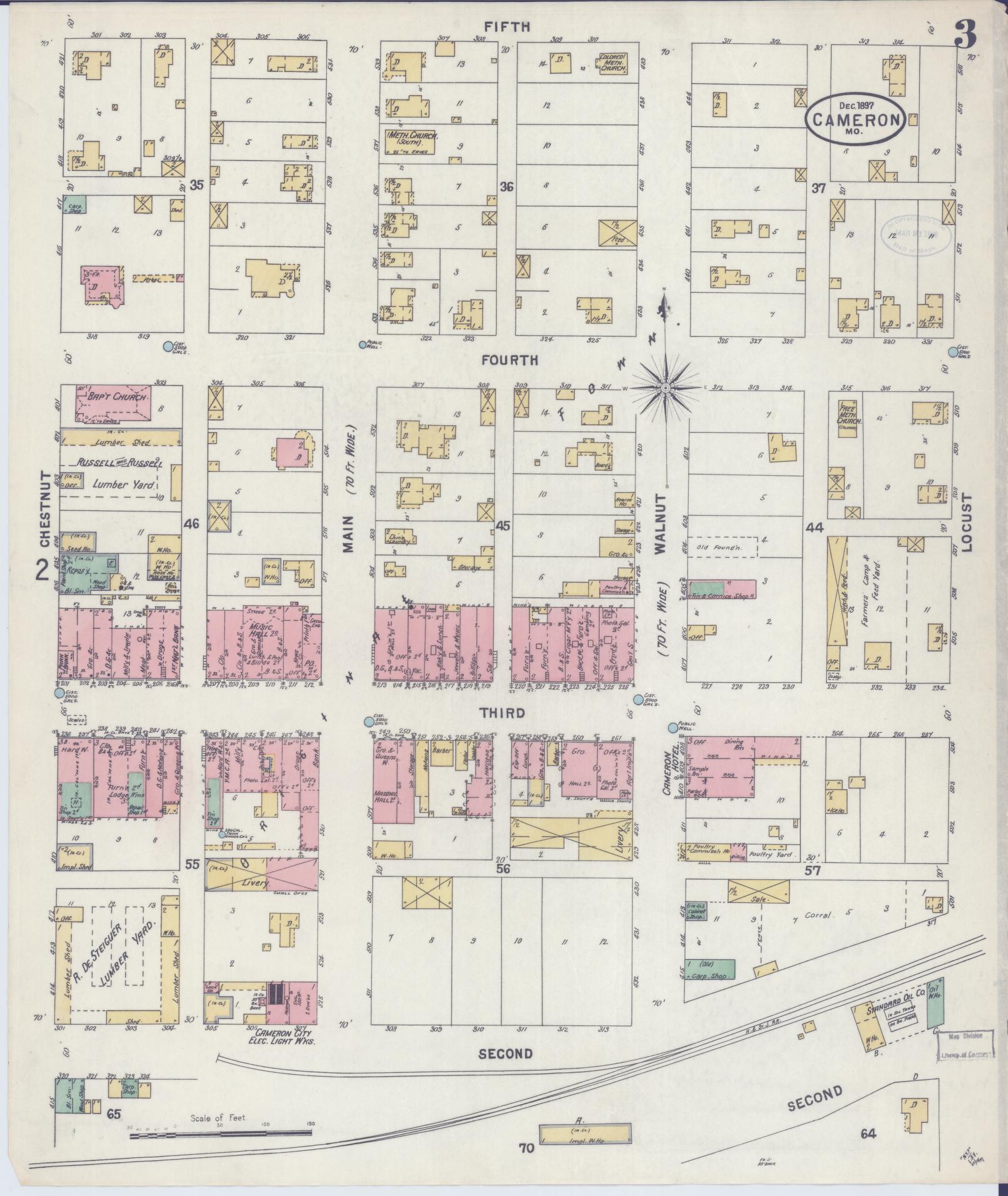 Sanborn Fire Insurance Map from Cameron, Clinton County, Missouri (1897), Sheet #0003 - Complete Map Set gallery image, historic Sanborn map, vintage wall art, Missouri Missouri
