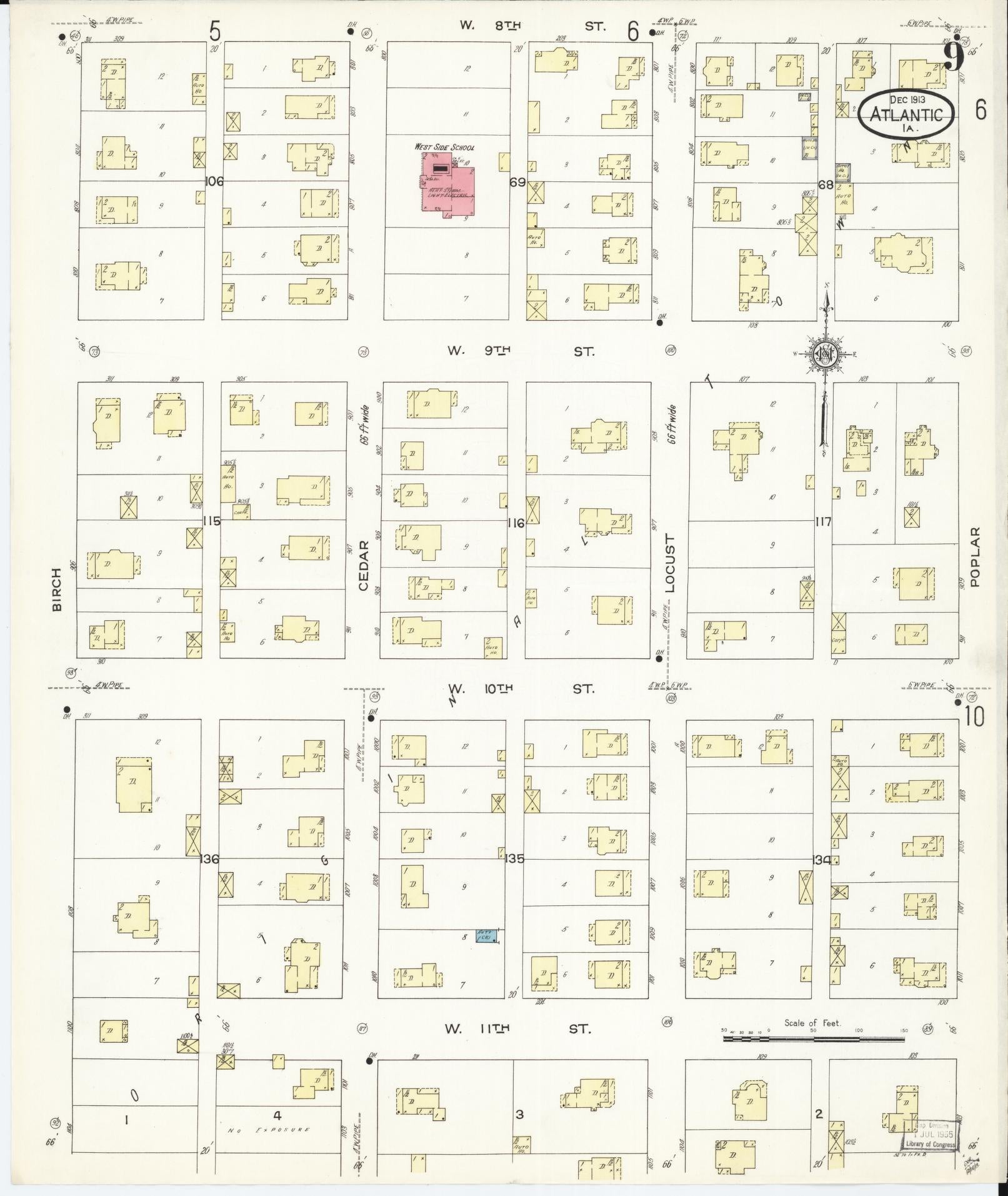 Sanborn Fire Insurance Map from Atlantic, Cass County, Iowa (1913), Sheet #0009 - Historic Sanborn Fire Insurance Map Print, vintage old map wall art