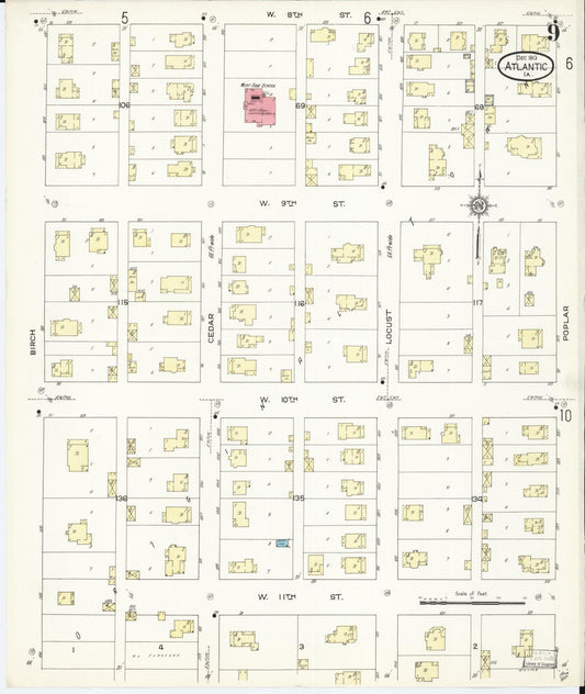 Sanborn Fire Insurance Map from Atlantic, Cass County, Iowa (1913), Sheet #0009 - Historic Sanborn Fire Insurance Map Print, vintage old map wall art