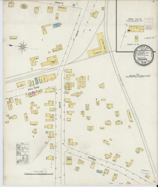 Sanborn Fire Insurance Map from Canaan, Litchfield County, Connecticut (1896), Sheet #0001 - Historic Sanborn Fire Insurance Map Print, vintage old map wall art, antique decor, genealogy gift, Connecticut Connecticut map