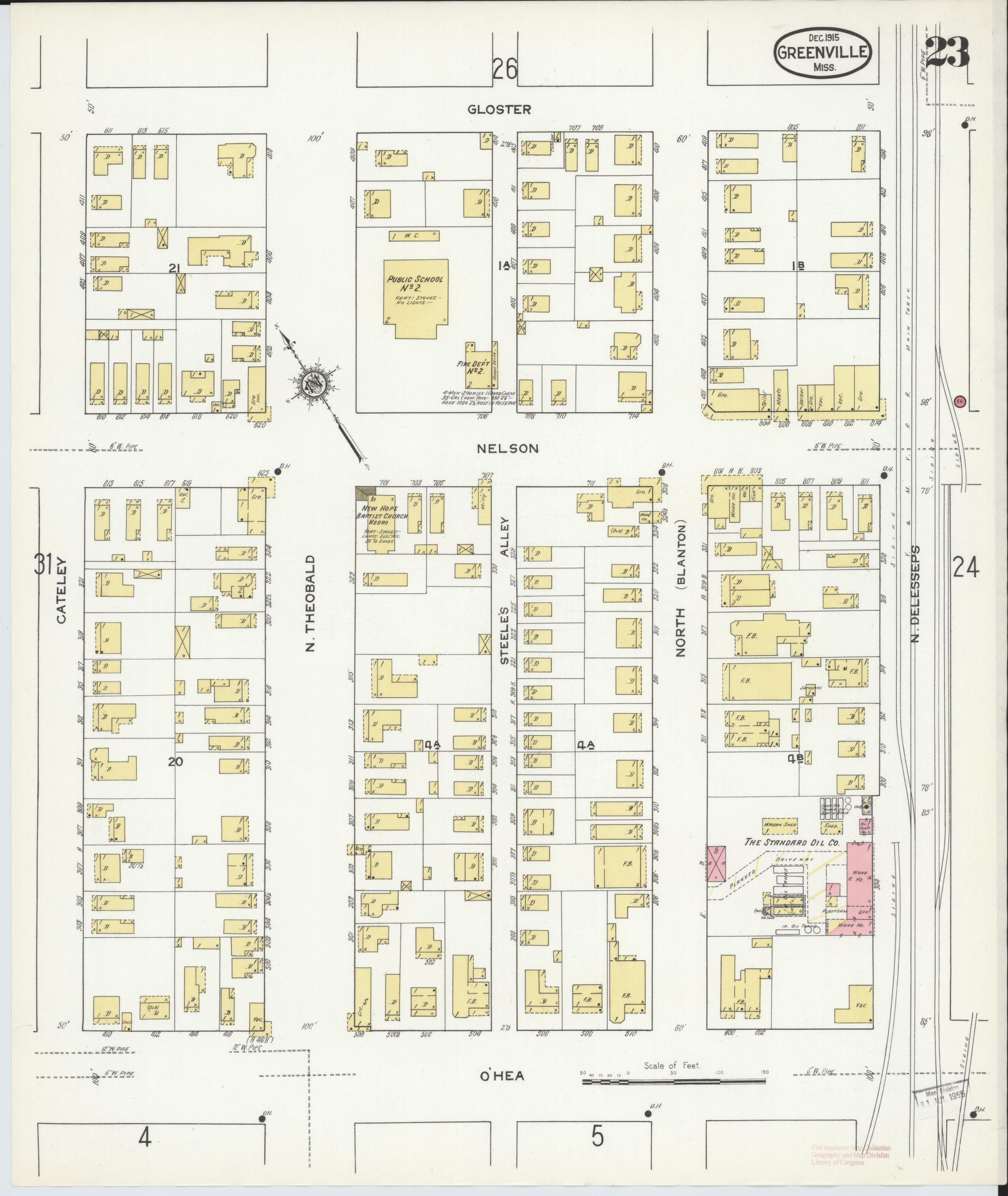 Sanborn Fire Insurance Map from Greenville, Washington County, Mississippi (1915), Sheet #0023 - Complete Map Set gallery image, historic Sanborn map, vintage wall art, Mississippi Mississippi
