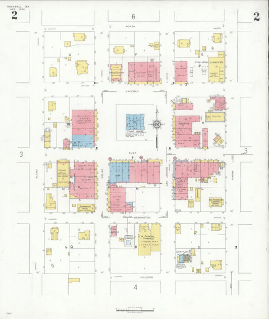 Sanborn Fire Insurance Map from Rockwall, Rockwall County, Texas (1934), Sheet #0002 - Historic Sanborn Fire Insurance Map Print, vintage old map wall art, antique decor, genealogy gift, Texas Texas map