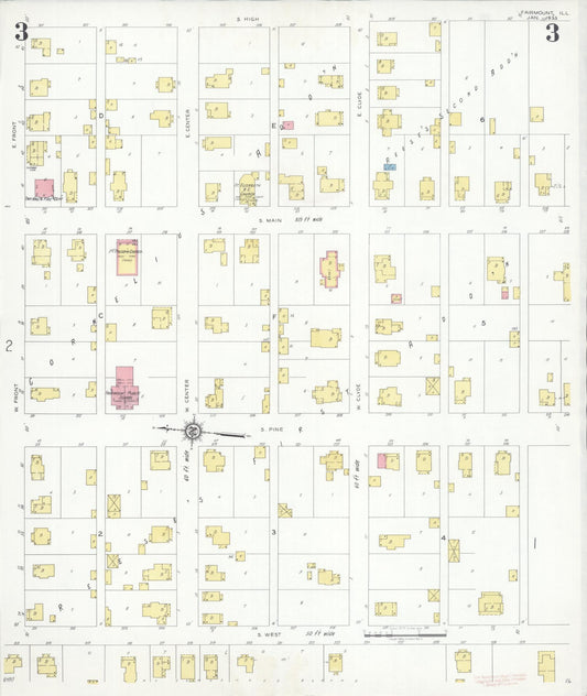 Sanborn Fire Insurance Map from Fairmount, Vermilion County, Illinois (1933), Sheet #0003 - Historic Sanborn Fire Insurance Map Print, vintage old map wall art, antique decor, genealogy gift, Illinois Illinois map