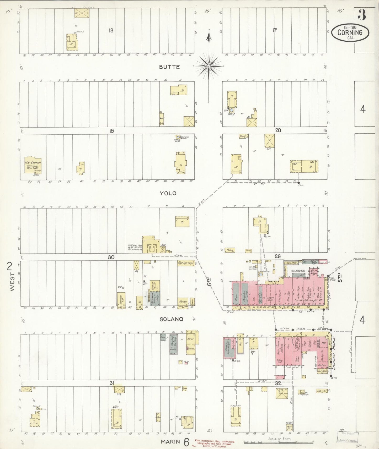 Sanborn Fire Insurance Map from Corning, Tehama County, California (1903), Sheet #0003 - Historic Sanborn Fire Insurance Map Print, vintage old map wall art, antique decor, genealogy gift, California California map