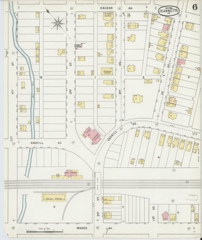 Sanborn Fire Insurance Map from Jeannette, Westmoreland County, Pennsylvania (1895), Sheet #0006 - Complete Map Set gallery image, historic Sanborn map, vintage wall art, Pennsylvania Pennsylvania