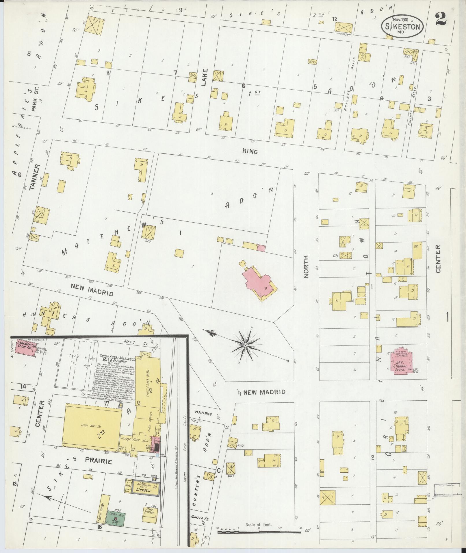 Sanborn Fire Insurance Map from Sikeston, Scott County, Missouri (1901), Sheet #0002 - Complete Map Set gallery image, historic Sanborn map, vintage wall art, Missouri Missouri