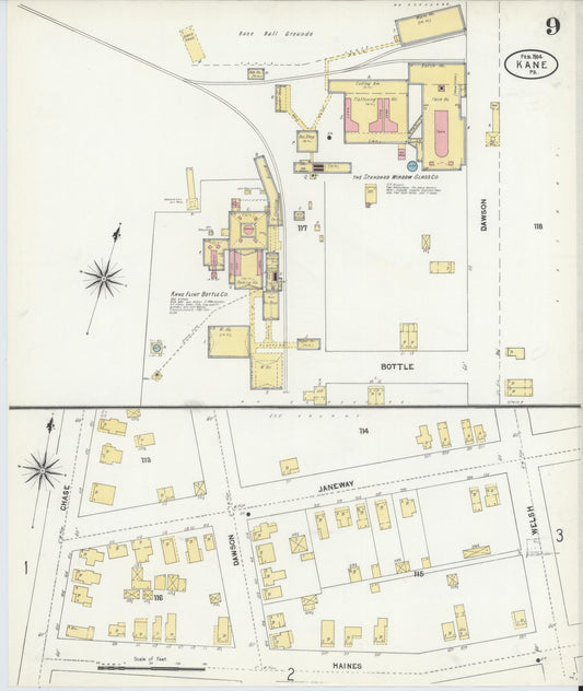 Sanborn Fire Insurance Map from Kane, McKean County, Pennsylvania (1904), Sheet #0009 - Historic Sanborn Fire Insurance Map Print, vintage old map wall art, antique decor, genealogy gift, Pennsylvania Pennsylvania map
