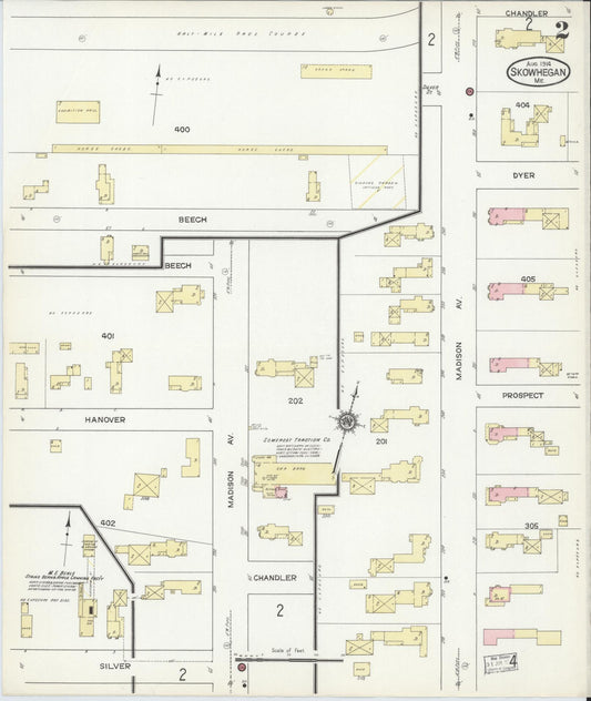 Sanborn Fire Insurance Map from Skowhegan, Somerset County, Maine (1914), Sheet #0002 - Historic Sanborn Fire Insurance Map Print, vintage old map wall art, antique decor, genealogy gift, Maine Maine map