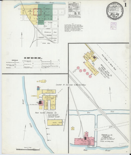 Sanborn Fire Insurance Map from Milan, Rock Island County, Illinois (1901), Sheet #0001 - Historic Sanborn Fire Insurance Map Print, vintage old map wall art, antique decor, genealogy gift, Illinois Illinois map