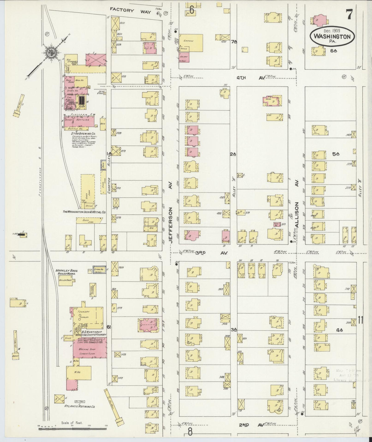 Sanborn Fire Insurance Map from Washington, Washington County, Pennsylvania (1909), Sheet #0007 - Complete Map Set gallery image, historic Sanborn map, vintage wall art, Sanborn Fire Insurance Map from Washington Washington