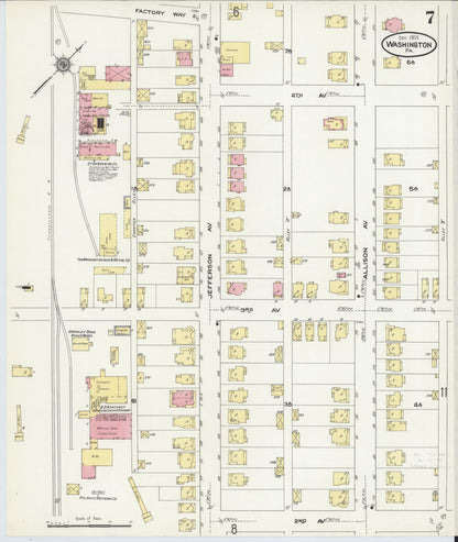 Sanborn Fire Insurance Map from Washington, Washington County, Pennsylvania (1909), Sheet #0007 - Complete Map Set gallery image, historic Sanborn map, vintage wall art, Sanborn Fire Insurance Map from Washington Washington