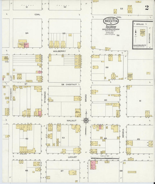 Sanborn Fire Insurance Map from Brockton, Schuylkill County, Pennsylvania (1916), Sheet #0002 - Historic Sanborn Fire Insurance Map Print, vintage old map wall art, antique decor, genealogy gift, Pennsylvania Pennsylvania map
