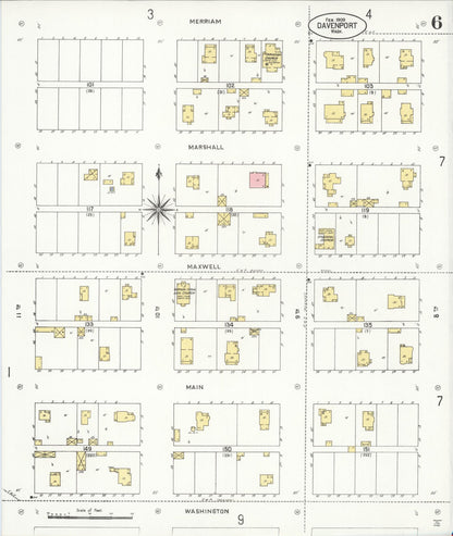 Sanborn Fire Insurance Map from Davenport, Lincoln County, Washington (1909), Sheet #0006 - Complete Map Set gallery image, historic Sanborn map, vintage wall art, Washington Washington