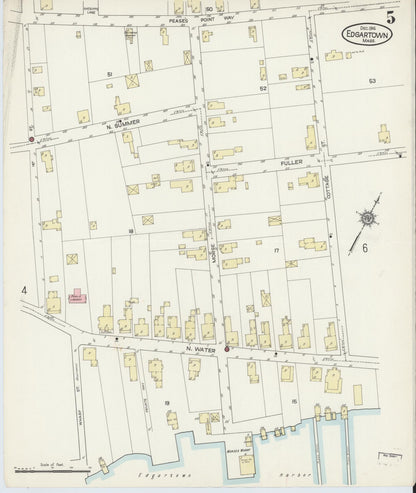 Sanborn Fire Insurance Map from Edgartown, Dukes County, Massachusetts (1914), Sheet #0005 - Complete Map Set gallery image, historic Sanborn map, vintage wall art, Massachusetts Massachusetts