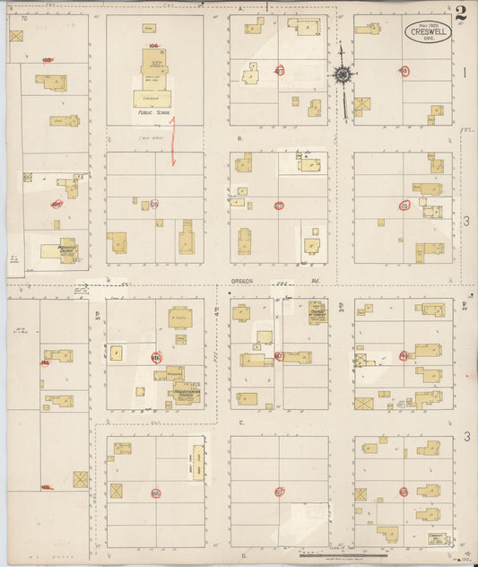 Sanborn Fire Insurance Map from Creswell, Lane County, Oregon (1931), Sheet #0002 - Historic Sanborn Fire Insurance Map Print, vintage old map wall art, antique decor, genealogy gift, Oregon Oregon map