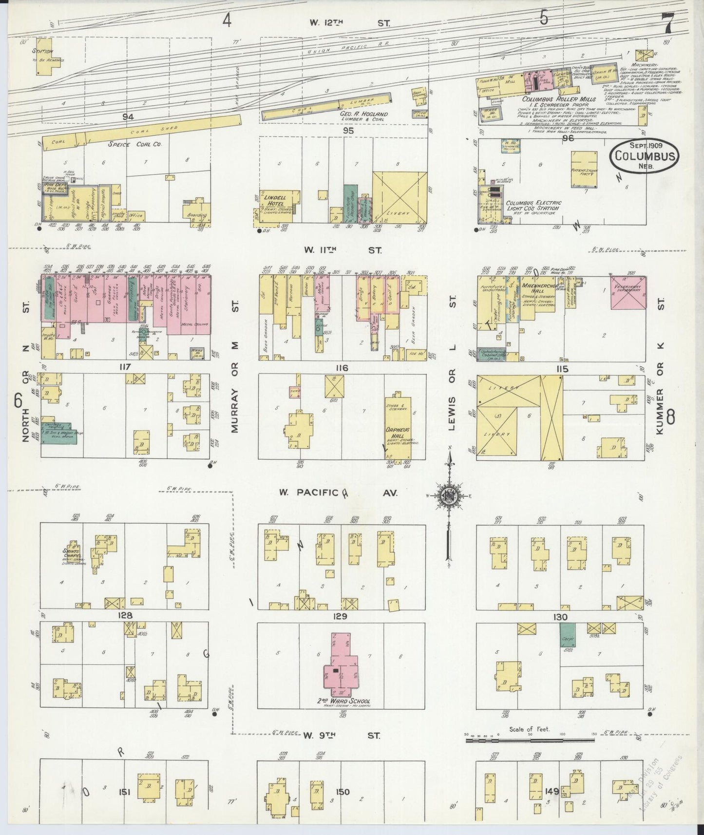 Sanborn Fire Insurance Map from Columbus, Platte County, Nebraska (1909), Sheet #0007 - Complete Map Set gallery image, historic Sanborn map, vintage wall art, Nebraska Nebraska