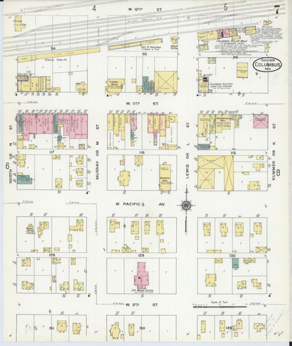Sanborn Fire Insurance Map from Columbus, Platte County, Nebraska (1909), Sheet #0007 - Complete Map Set gallery image, historic Sanborn map, vintage wall art, Nebraska Nebraska
