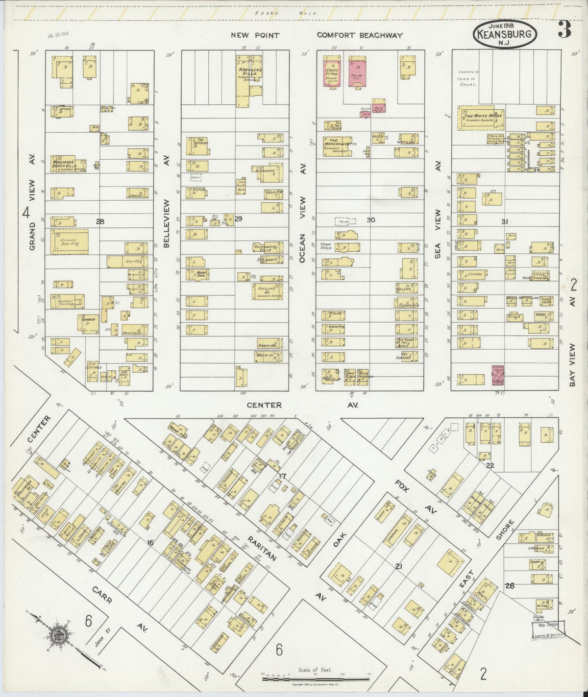 Sanborn Fire Insurance Map from Keansburg, Monmouth County, New Jersey (1918), Sheet #0003 - Historic Sanborn Fire Insurance Map Print, vintage old map wall art, antique decor, genealogy gift, New Jersey New Jersey map