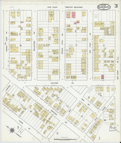 Sanborn Fire Insurance Map from Keansburg, Monmouth County, New Jersey (1918), Sheet #0003 - Historic Sanborn Fire Insurance Map Print, vintage old map wall art, antique decor, genealogy gift, New Jersey New Jersey map