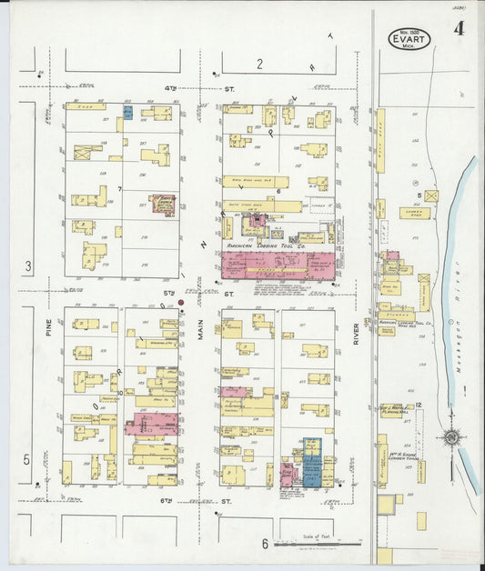 Sanborn Fire Insurance Map from Evart, Osceola County, Michigan (1920), Sheet #0004 - Historic Sanborn Fire Insurance Map Print, vintage old map wall art, antique decor, genealogy gift, Michigan Michigan map