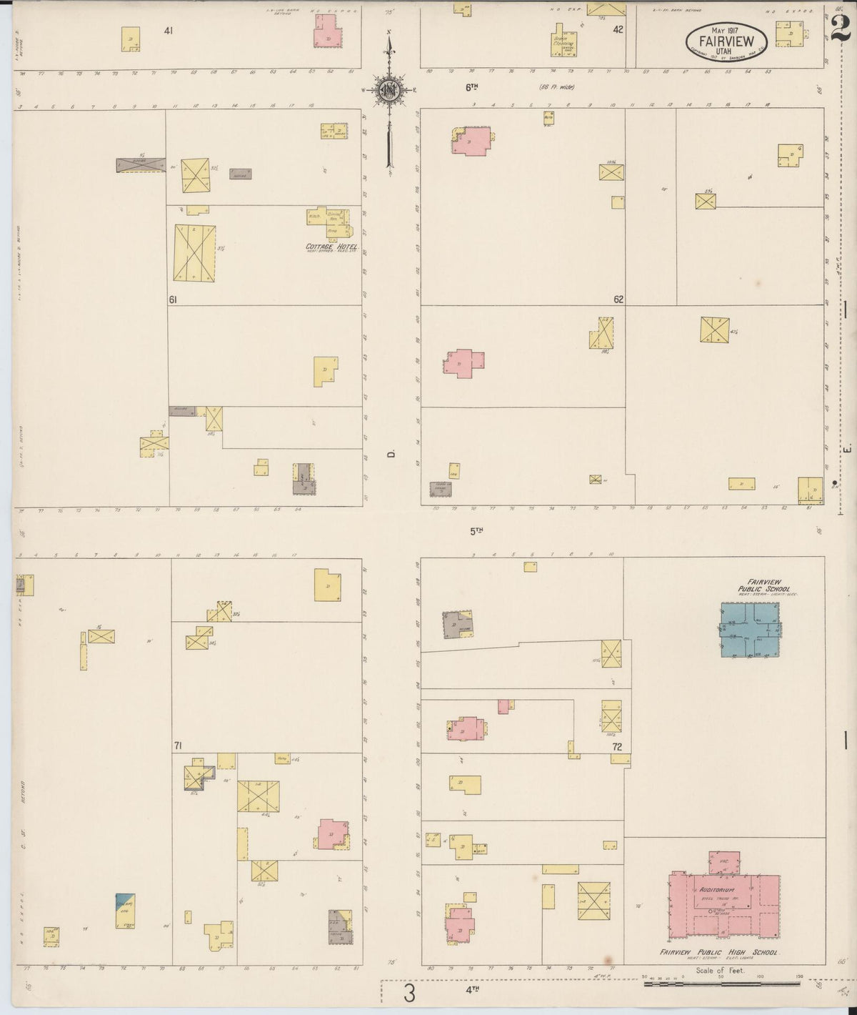 Sanborn Fire Insurance Map from Fairview, Sanpete County, Utah (1917), Sheet #0002 - Historic Sanborn Fire Insurance Map Print, vintage old map wall art, antique decor, genealogy gift, Utah Utah map