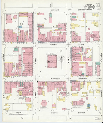 Sanborn Fire Insurance Map from Princeton, Gibson County, Indiana (1907), Sheet #0011 - Complete Map Set gallery image, historic Sanborn map, vintage wall art, Indiana Indiana