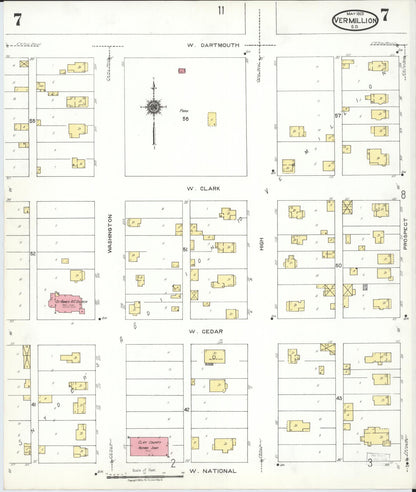 Sanborn Fire Insurance Map from Vermillion, Clay County, South Dakota (1923), Sheet #0007 - Complete Map Set gallery image, historic Sanborn map, vintage wall art, South Dakota South Dakota