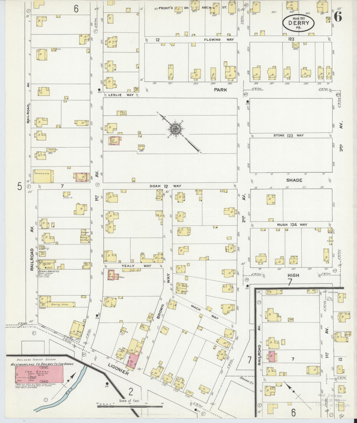 Sanborn Fire Insurance Map from Derry, Westmoreland County, Pennsylvania (1911), Sheet #0006 - Complete Map Set gallery image, historic Sanborn map, vintage wall art, Pennsylvania Pennsylvania