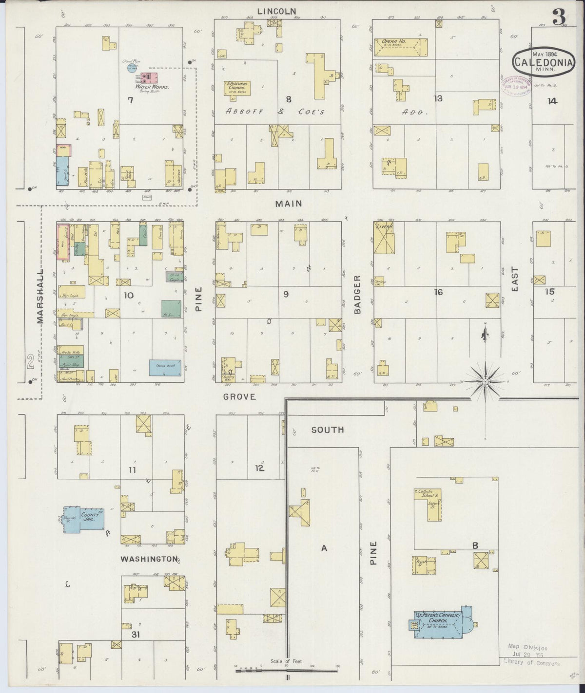 Sanborn Fire Insurance Map from Caledonia, Houston County, Minnesota (1894), Sheet #0003 - Complete Map Set gallery image, historic Sanborn map, vintage wall art, Minnesota Minnesota