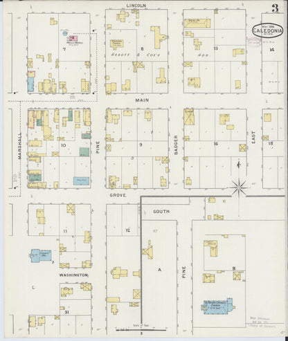Sanborn Fire Insurance Map from Caledonia, Houston County, Minnesota (1894), Sheet #0003 - Complete Map Set gallery image, historic Sanborn map, vintage wall art, Minnesota Minnesota
