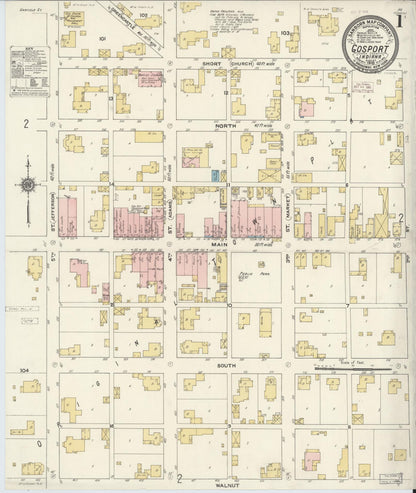 Sanborn Fire Insurance Map from Gosport, Owen County, Indiana (1910), Sheet #0001 - Historic Sanborn Fire Insurance Map Print, vintage old map wall art, antique decor, genealogy gift, Indiana Indiana map