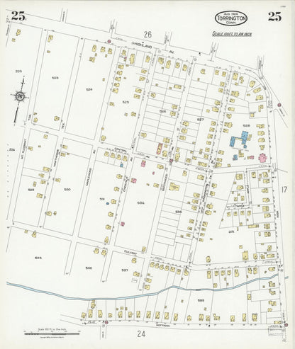 Sanborn Fire Insurance Map from Torrington, Litchfield County, Connecticut (1924), Sheet #0025 - Complete Map Set gallery image, historic Sanborn map, vintage wall art, Connecticut Connecticut