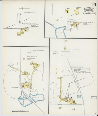 Sanborn Fire Insurance Map from Webb City, Jasper County, Missouri (1893), Sheet #0010 - Complete Map Set gallery image, historic Sanborn map, vintage wall art, Missouri Missouri