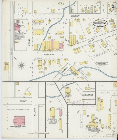 Sanborn Fire Insurance Map from Brownstown, Jackson County, Indiana (1892), Sheet #0002 - Complete Map Set gallery image, historic Sanborn map, vintage wall art, Indiana Indiana