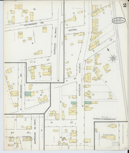 Sanborn Fire Insurance Map from Baraga, Baraga County, Michigan (1892), Sheet #0002 - Historic Sanborn Fire Insurance Map Print, vintage old map wall art, antique decor, genealogy gift, Michigan Michigan map