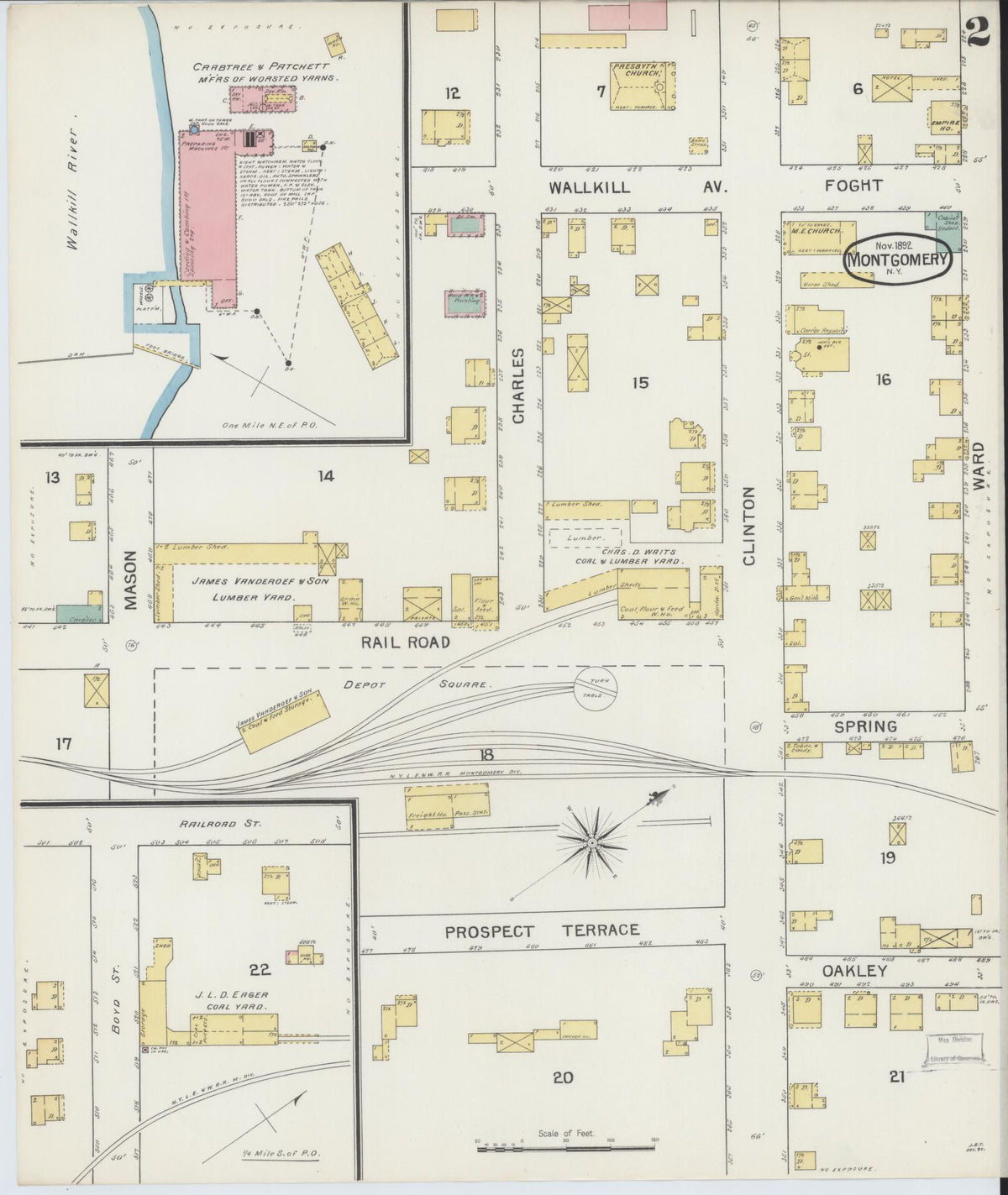 Sanborn Fire Insurance Map from Montgomery, Orange County, New York (1892), Sheet #0002 - Complete Map Set gallery image, historic Sanborn map, vintage wall art, New York New York