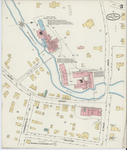 Sanborn Fire Insurance Map from Dalton, Berkshire County, Massachusetts (1892), Sheet #0003 - Complete Map Set gallery image, historic Sanborn map, vintage wall art, Massachusetts Massachusetts