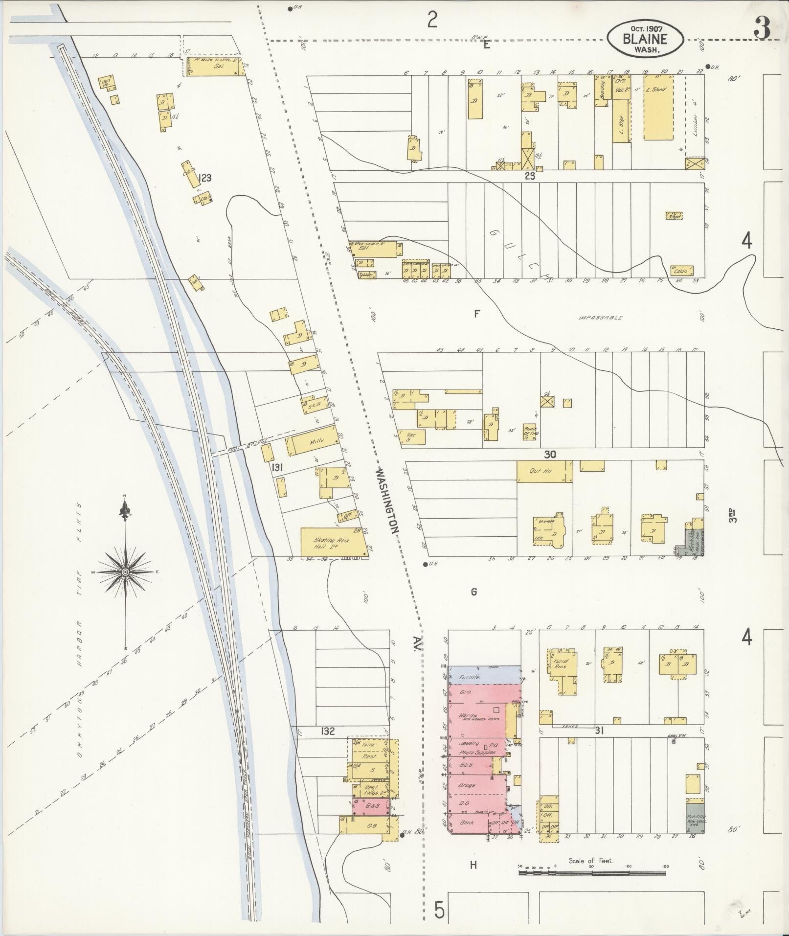 Sanborn Fire Insurance Map from Blaine, Whatcom County, Washington (1907), Sheet #0003 - Complete Map Set gallery image, historic Sanborn map, vintage wall art, Washington Washington